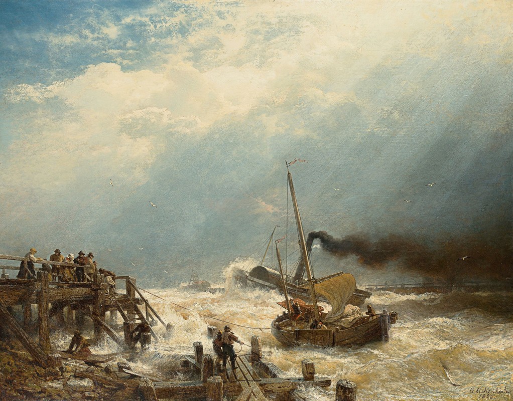 奥斯坦德港`Hafen von Ostende (1858) by Andreas Achenbach