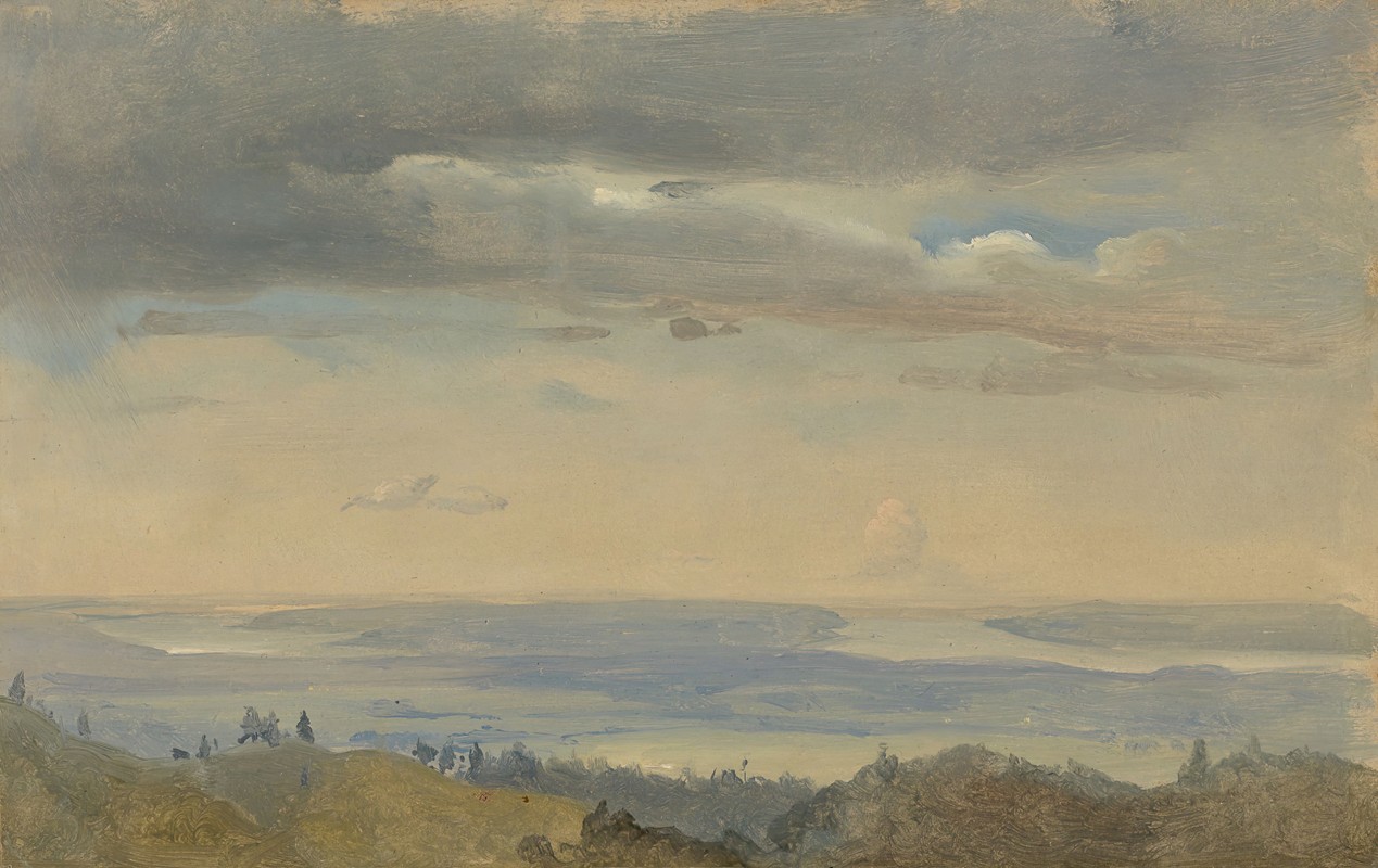 河流景观的云研究`Cloud Study with River Landscape by Johan Christian Dahl