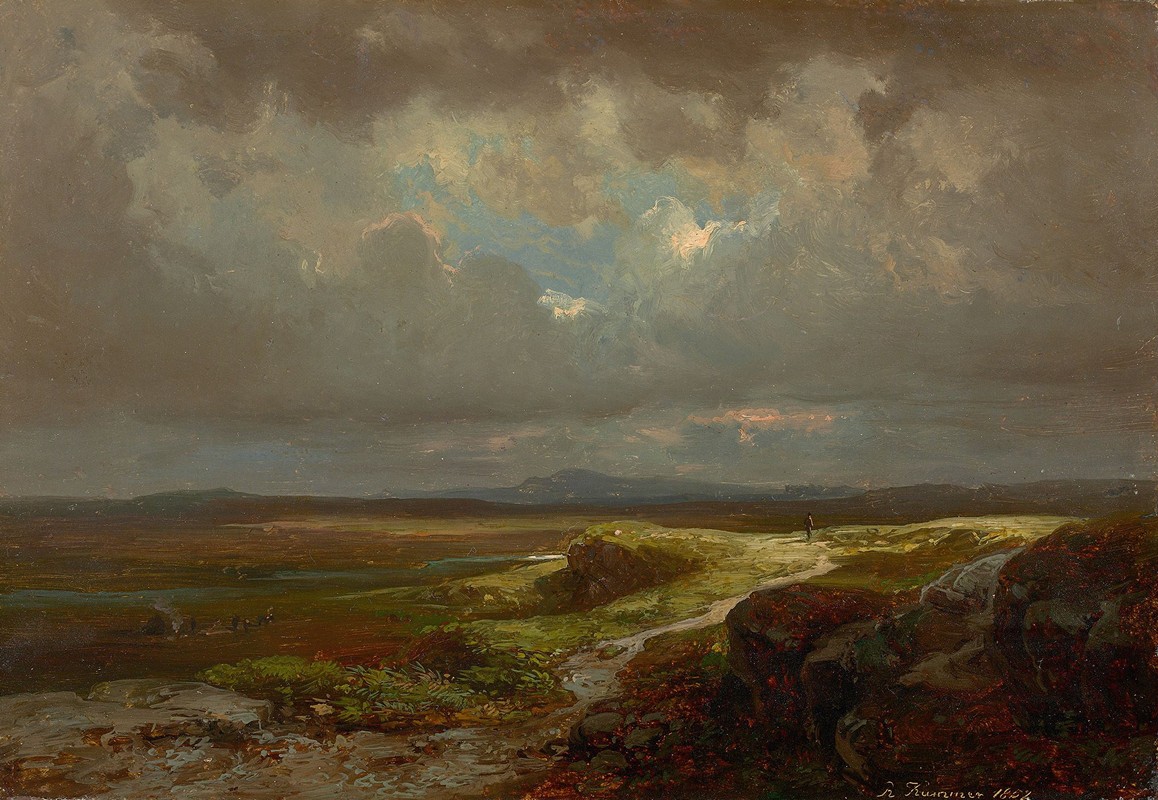 广袤的风景（苏格兰）`Wide landscape (Scotland) (1852) by Robert Kummer