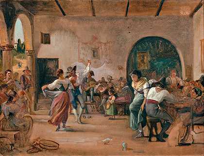 舞姿`Dance in an Osteria (c. 1860) by Wilhelm Marstrand