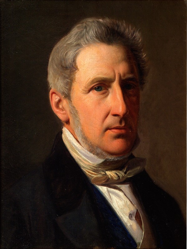 乡绅阿尔弗雷德·黑格的肖像（1803-1872）`Portrait of the squire Alfred Hage (1803~1872) (c. 1856) by Constantin Hansen
