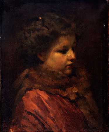 一个年轻女孩的头`Head of a young girl (1912) by Frans Schwartz