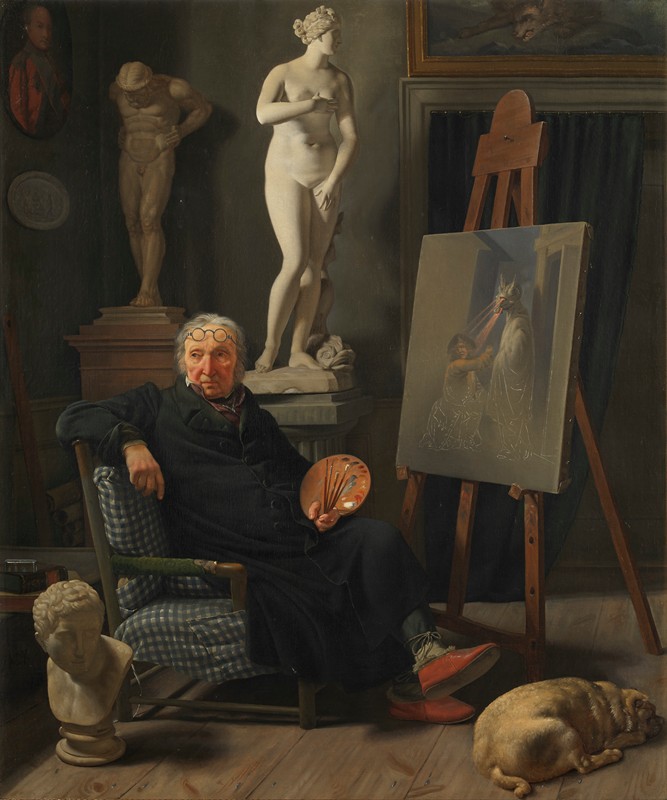 画家C·A·洛伦岑的肖像`Portrait of the painter C. A. Lorentzen (1827) by Martinus Rørbye