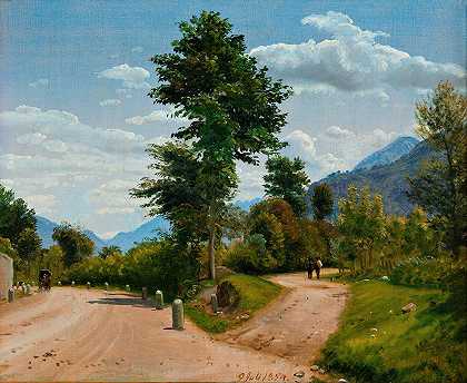意大利风景`Italian Landscape (1854) by P. C. Skovgaard