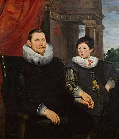 父亲和儿子的肖像`Portrait of a Father with his Son (1626) by Cornelis de Vos