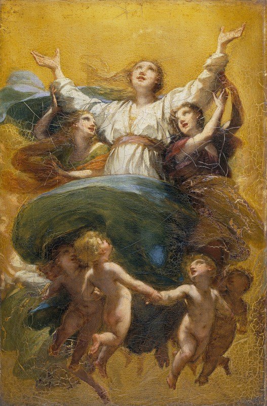 圣母的假设`The Assumption of the Virgin (c. 1816 ~ 1819) by Pierre-Paul Prud&hon