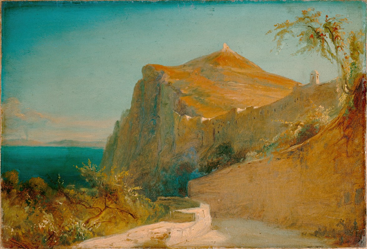 卡普里的提比略岩`Tiberius rocks at Capri (circa 1828~1829) by Carl Blechen