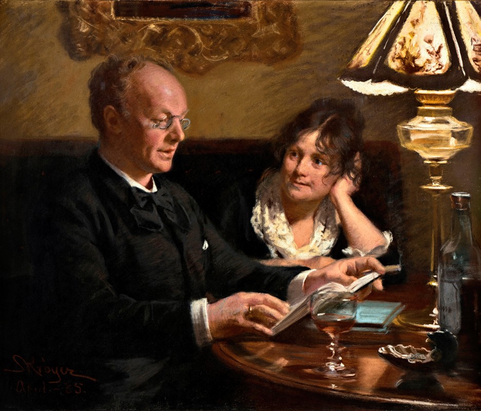 皇家演员埃米尔·鲍尔森（Emil Poulsen，1842-1911）和妻子安娜·纳塞尔（Anna，出生于纳塞尔，1849-1934）的双画像`Double portrait of royal actor Emil Poulsen (1842~1911) and his wife Anna, born Næser (1849~1934) (1885) by Peder Severin Krøyer