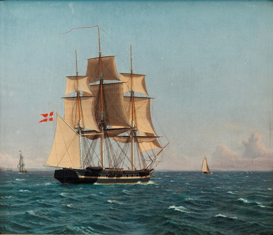 航行中的纳加登护卫舰`The Corvette Najaden under Sail (ca. 1834) by Christoffer Wilhelm Eckersberg