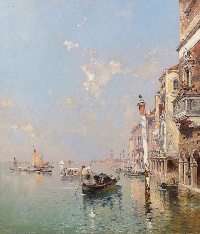 威尼斯的朱德卡运河`Canale della Giudecca in Venedig by Franz Richard Unterberger