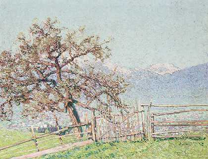 多恩比恩之景`Blick auf Dornbirn (1907) by Johann Charles Palmié
