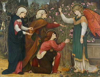 圣路加，你们为什么在死人中寻找活人呢`Why seek ye the living among the dead, St Luke 24 v5 (1870~1890) by John Roddam Spencer Stanhope