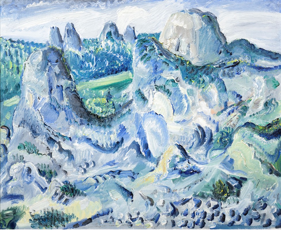 岩石景观`Landschaft mit Felsen – Felsen bei Blaubeuren (1928) by Paul Kleinschmidt