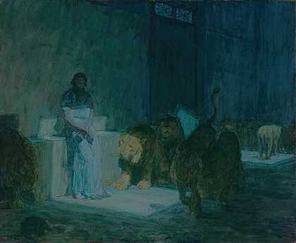 《狮子》中的丹尼尔兽穴`Daniel in the Lions Den (1907~1918) by Henry Ossawa Tanner