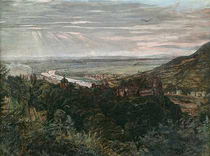 海德堡观`View of Heidelberg by Wilhelm Trübner