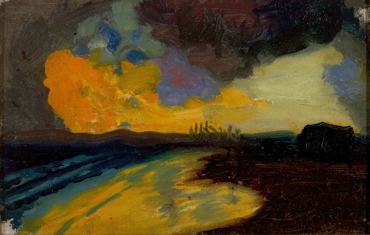 研究海上日落`Studie zu Sonnenuntergang am Meer (1910) by Franz von Stuck