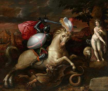 圣乔治击败龙` Saint George Defeating the Dragon by Gillis Coignet