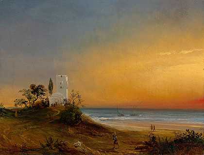 阿尔及利亚海岸`Coast in Algeria (1831) by Théodore Gudin