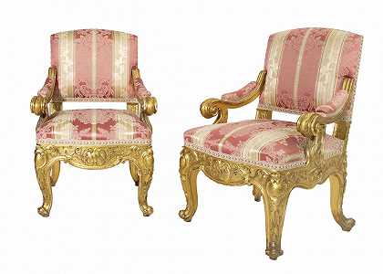 一对新巴洛克风格的扶手椅，2。19岁半。` by Paar neobarocke Fauteuils, 2. Hälfte 19. Jahrhundert
