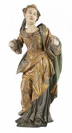 女圣徒，阿尔卑斯山，17岁。` by Weibliche Heilige, Alpenländisch, 17. Jahrhundert