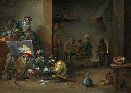 归因于亚伯拉罕·泰尼尔` by Abraham Teniers zugeschrieben
