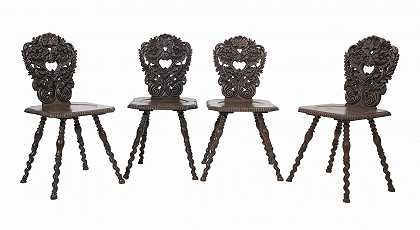 一套四张板凳，2张。19岁半。` by Satz von vier Brettstühlen, 2. Hälfte 19. Jahrhundert