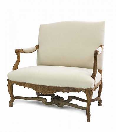 路易十五的双座长椅。风格，所谓的侯爵夫人，2。19岁半。在19世纪，` by Zweisitzige Bank im Louis XV.-Stil, sogenannte Marquise, 2. Hälfte 19. Jahrhundert