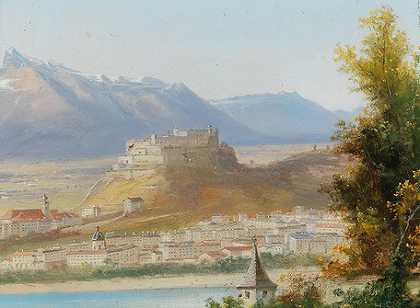 休伯特·萨特勒，19世纪的绘画。c。` by Hubert Sattler
