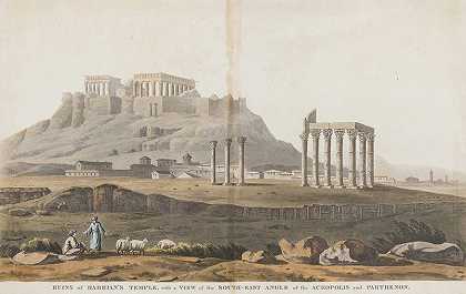 卫城、帕台农神庙和哈德良神庙遗址` by Akropolis mit Parthenon und Ruinen des Hadrian-Tempels