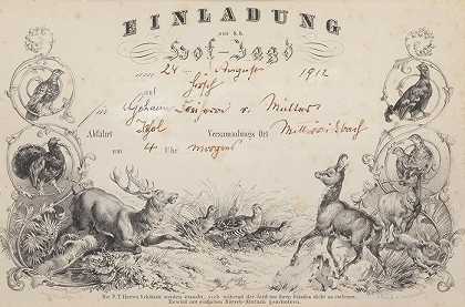 奥地利朝廷` by Kaiserlich österreichischer Hof – Einladungskarte zur k. k. Hof-Jagd in Bad Ischl 1912 ,