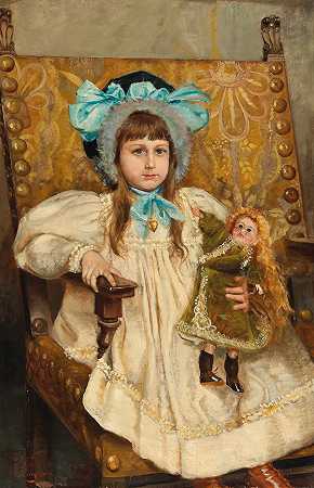 特蕾莎·帕加尼·朗戈尼（Teresa Pagani Longoni），1900年左右，19世纪的绘画。 by Teresa Pagani Longoni, um 1900
