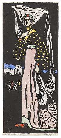 《夜》，大版，1903年。 by Wassily Kandinsky