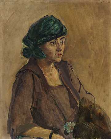 《女性肖像》，1920年。 by Max Slevogt