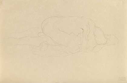 《恋人》，1909年。 by Gustav Klimt