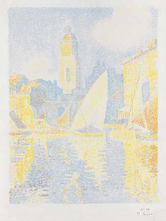 圣特罗佩斯：港口，1897年。 by Paul Signac