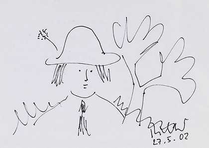 戴帽子的身材，2002年。 by Gerhard Richter