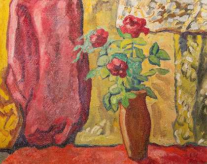 玫瑰花瓶，1938年 by Louis Valtat
