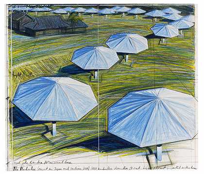 雨伞。日本和美国西部项目，1986年。 by Christo