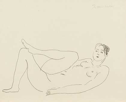 裸体躺着，双腿弯曲–腿部研究，1925年 by Henri Matisse