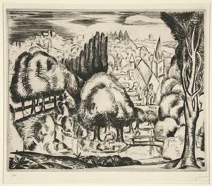 意大利风味中的风景，约1913-1919年 by André Derain