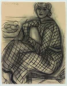 1939年，身着网袍坐着的年轻女子 by Henri Matisse