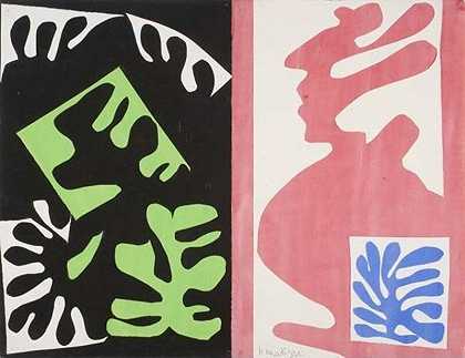 构图，黑色和红色，1947年 by Henri Matisse