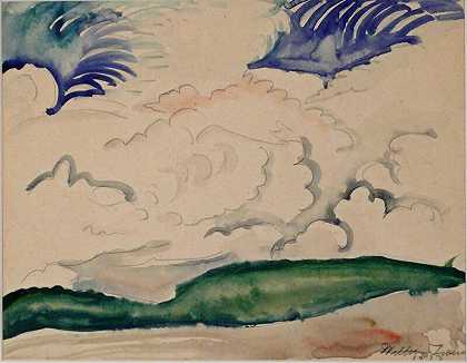 《风景与云彩》，1913年 by William Zorach