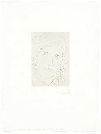 正面少女，左肩上的丝带，1929年 by Henri Matisse