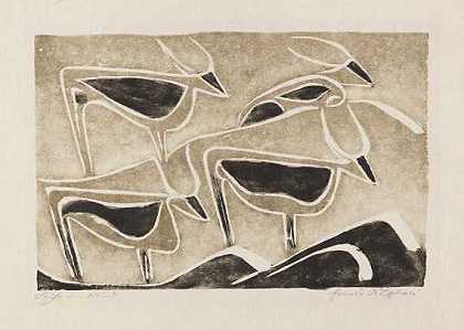 《风中的奶牛》，1928年。 by Ewald Mataré
