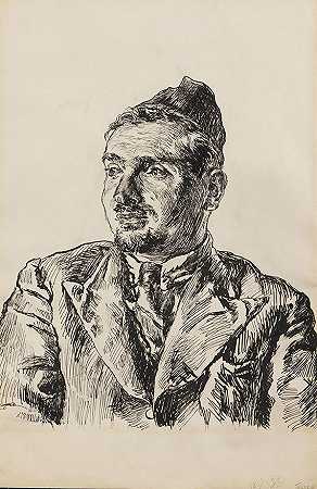 《一个男人的画像》，1940年。 by Ludwig Meidner