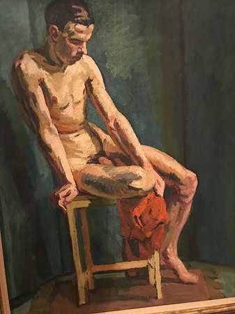 男性裸体坐姿，约1938年 by Duncan Grant