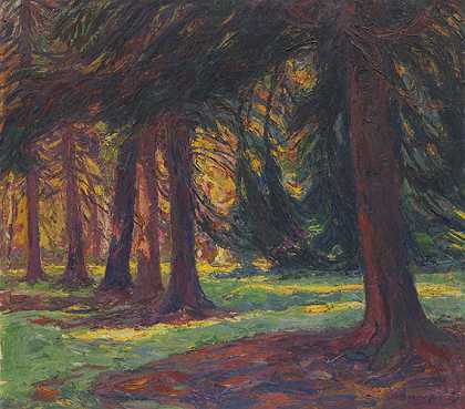 1915年，森林里的秋日。 by Georg Burmester