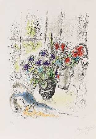 《情人花束》，1976年。 by Marc Chagall