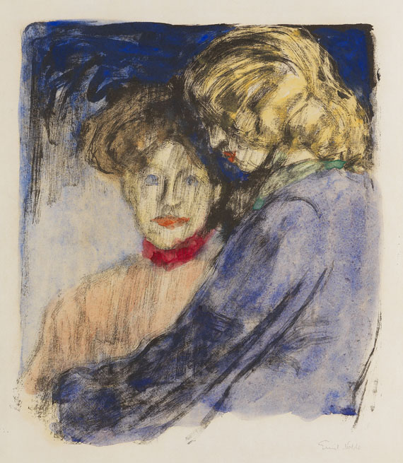 《少女》（艾达·诺尔德和利斯·维尔斯特鲁普），1907年。 by Emil Nolde